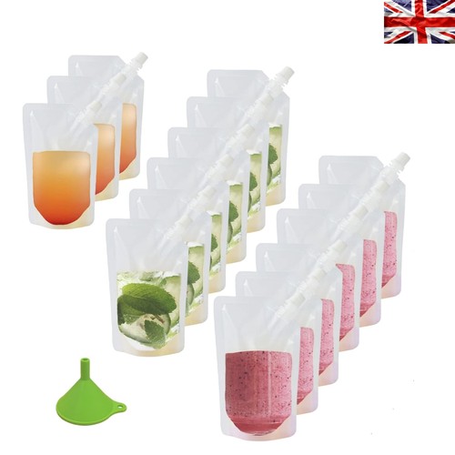 15pc clear drink pouches - drink,