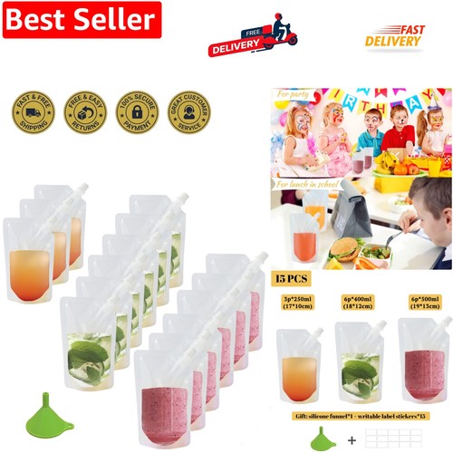 15pcs clear drink pouches for - 15pcs,